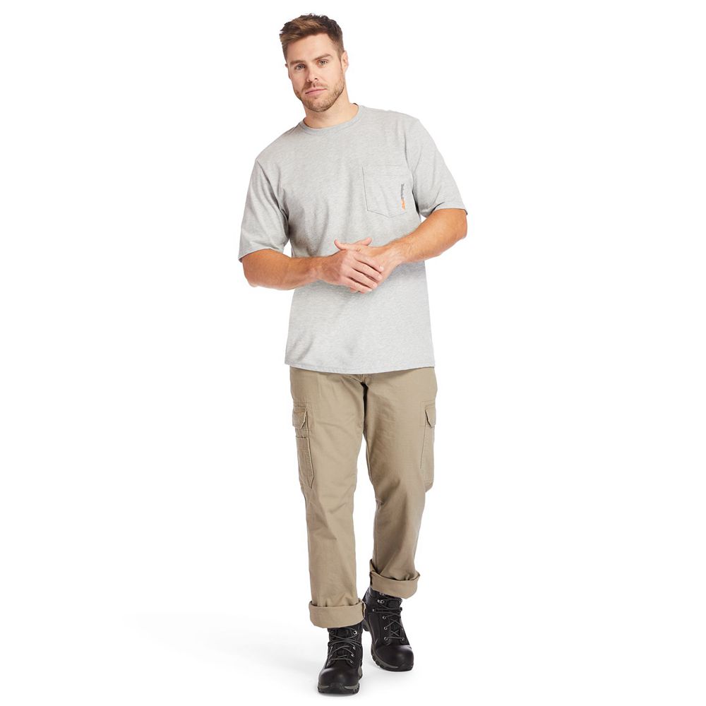 Camisetas Timberland Hombre Pro® Big & Tall Base Plate Short-Sleeve Gris - Chile UYI-340167